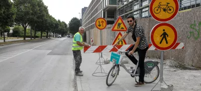 24.06.2025 - Vilharjeva cesta - Gradbišče, zaprta kolesarska steza in pločnikFoto: Luka Cjuha
