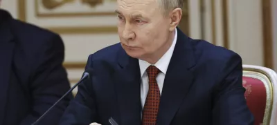 Russian President Vladimir Putin attends a meeting of the Supreme Eurasian Economic Council on the sidelines of the Eurasian Economic Forum in Minsk, Belarus, Friday, June 27, 2025. (Alexander Kazakov, Sputnik, Kremlin Pool Photo via AP)