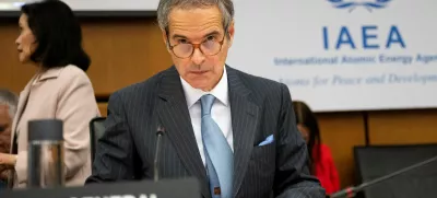 FILE PHOTO: International Atomic Energy Agency (IAEA) Director General Rafael Grossi waits for an emergency meeting of the agency's Board of Governors to discuss the situation in Iran following the U.S. attacks on the country's nuclear facilities, at the IAEA headquarters in Vienna, Austria, June 23, 2025. REUTERS/Elisabeth Mandl/File Photo
