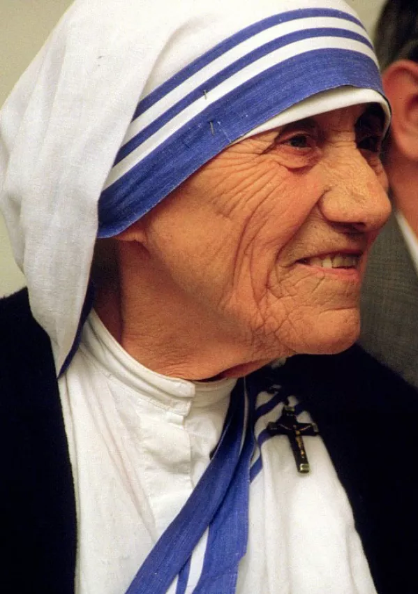 Mati Terezija iz Kalkute na srečanju za življenje leta 1986 v Bonnu / Foto: Commons-user Túrelio / Wikipedija