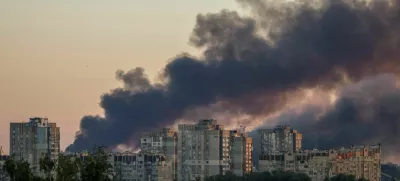Smoke is seen from outskirts of the city, after a Russian drone and missile strike, amid Russia's attack on Ukraine, in Kyiv, Ukraine July 4, 2025. REUTERS/Alina Smutko   TPX IMAGES OF THE DAY