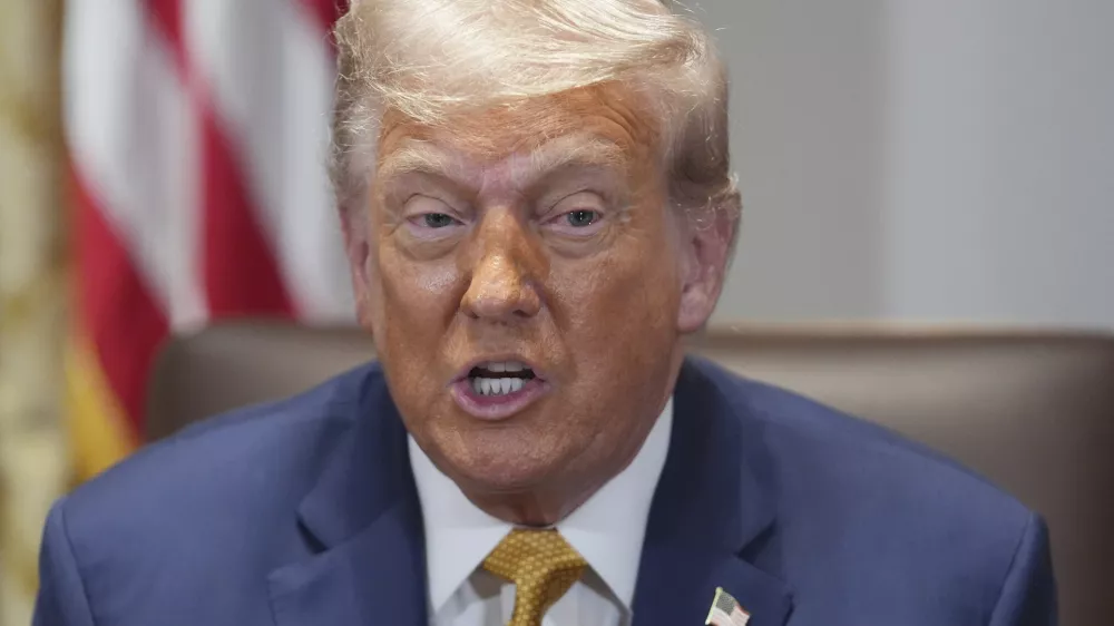 President Donald Trump speaks during a cabinet meeting at the White House, Tuesday, July 8, 2025, in Washington. (AP Photo/Evan Vucci)
