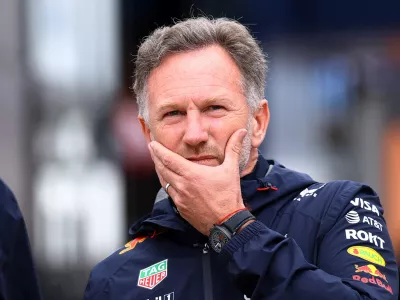 FILE PHOTO: Formula One F1 - British Grand Prix - Silverstone Circuit, Silverstone, Britain - July 6, 2025 Red Bull team principal Christian Horner ahead of the race REUTERS/Andrew Boyers/File Photo