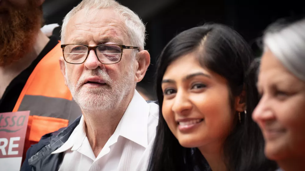 PA via ReutersFormer Labour Party leader, Jeremy Corbyn M.P. (left) and Zarah Sultana, MP for Coventry South on the picket line outside London Euston train station. Picture date: Thursday August 18, 2022.No Use UK. No Use Ireland. No Use Belgium. No Use France. No Use Germany. No Use Japan. No Use China. No Use Norway. No Use Sweden. No Use Denmark. No Use Holland. No Use Australia.