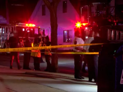 First responders stand outside Gabriel House Assisted Living Facility, after a deadly fire broke out, in Fall River, Massachusetts, U.S., July 14, 2025 in this screengrab taken from a video. ABC Affiliate WLNE via REUTERS TV NO RESALES. NO ARCHIVES.