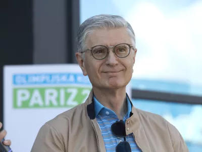 Franjo Bobinac, predsednik Olimpijskega komiteja Slovenije18.05.2024 - Predstavitev uradne olimpijske kolekcije Pariz 2024 in potovanje Slovenske bakle na vrh Kristalne palačeFOTO: Luka Cjuha