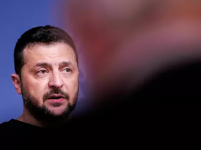 Ukrainian President Zelensky attends a joint press conference with Norway's Prime Minister Jonas Gahr Store at the Norwegian government's representative residence in Oslo, Norway December 13, 2023. NTB/Javad Parsa/via REUTERS  ATTENTION EDITORS - THIS IMAGE WAS PROVIDED BY A THIRD PARTY. NORWAY OUT. NO COMMERCIAL OR EDITORIAL SALES IN NORWAY.