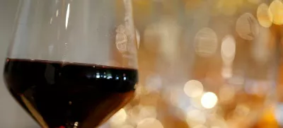 FILE PHOTO: A glass of French red wine is displayed at the Chateau du Pavillon in Sainte-Croix-Du-Mont, France, July 29, 2019. REUTERS/Regis Duvignau/File Photo