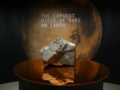 The largest and most valuable piece of Mars on Earth: NWA 16788, newly discovered and not publicly displayed until now, is on display at Sotheby's on Tuesday, July 8, 2025 in New York City. Photo by /UPI,Image: 1019832029, License: Rights-managed, Restrictions:, Model Release: no