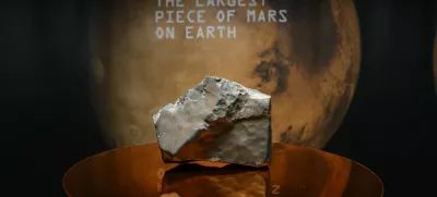 The largest and most valuable piece of Mars on Earth: NWA 16788, newly discovered and not publicly displayed until now, is on display at Sotheby's on Tuesday, July 8, 2025 in New York City. Photo by /UPI,Image: 1019832029, License: Rights-managed, Restrictions:, Model Release: no