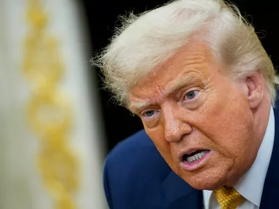 FILE PHOTO: U.S. President Donald Trump speaks, as he meets with Bahrain's Crown Prince and Prime Minister Salman bin Hamad Al Khalifa (not pictured), in the Oval Office at the White House in Washington, D.C., U.S., July 16, 2025. REUTERS/Nathan Howard/File Photo