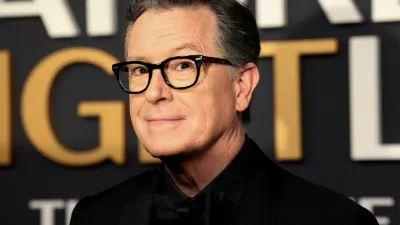 FILE PHOTO: Stephen Colbert arrives for the Saturday Night Live 50: The Anniversary Special at 30 Rockefeller Plaza in New York City, U.S., February 16, 2025. REUTERS/Caitlin Ochs/File Photo