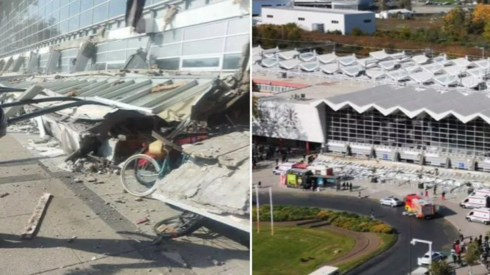 Zrušenje nadstreška postaje Novi Sad Foto: X/@Serbnews