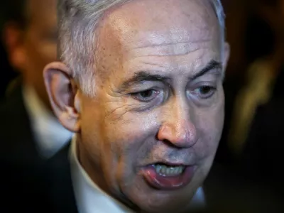 FILE PHOTO: Israel's Prime Minister Benjamin Netanyahu visits Capitol Hill, on the day he meets with Senate Republican Leader John Thune (R-SD) and other senators, in Washington, D.C., U.S., July 9, 2025. REUTERS/Evelyn Hockstein/File Photo