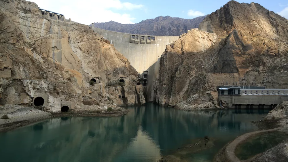 LORDEGAN, IRAN - DECEMBER 24: A view from The Karun-4 Dam, the largest double-arch dam in the Middle East, on December 24, 2023 in Lordegan, Iran. Karun-4 is located in the city of Lordegan in Chaharmehal and Behtiyari Province. The dam is expected to generate 2100 gigawatts of energy annually and its arched bridge is known as the largest double-arched bridge in Iran with a height of 230 meters. According to IRNA news agency, 60 percent of the country's important dams are empty due to the lack of rainfall in the country this year. Fatemeh Bahrami / AnadoluNo Use USA No use UK No use Canada No use France No use Japan No use Italy No use Australia No use Spain No use Belgium No use Korea No use South Africa No use Hong Kong No use New Zealand No use Turkey