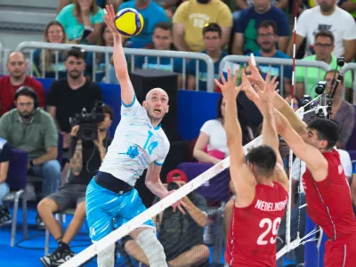 - Žiga Štern,- 20.07.2025. - Odbojka Slovenija - Srbija na turnirju Lige narodov v Stožicah.//FOTO: Bojan Velikonja