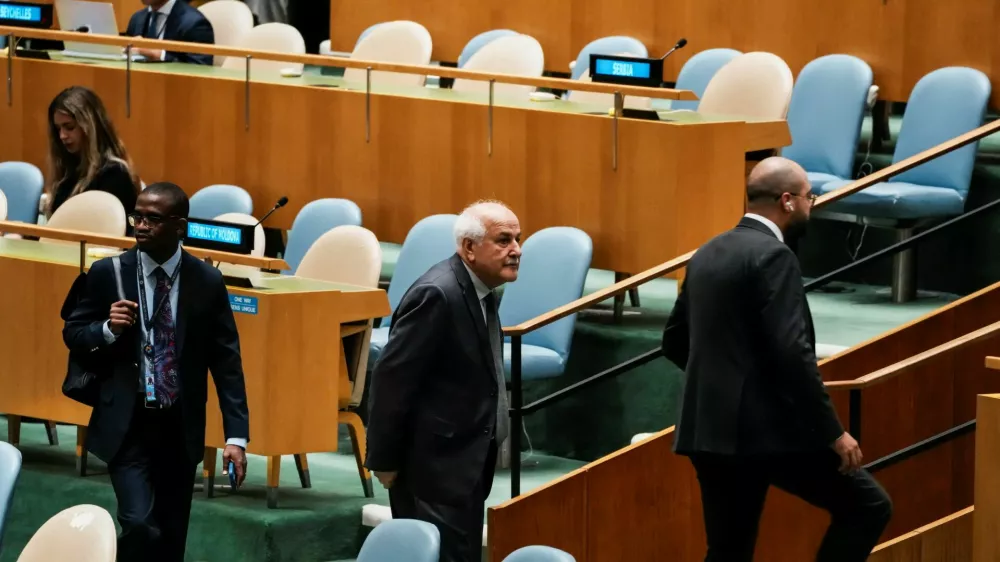Riyad H. Mansour, Palestinian Permanent Observer to the United Nations arrives to attend a High-level International Conference for the Peaceful Settlement of the Question of Palestine and the Implementation of the Two-State Solution at U.N headquarters in New York City, U.S., July 29, 2025. REUTERS/Eduardo Munoz