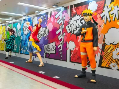 tokyo, ikebukuro - jul 09 2024: Life-size figurines of Japanese manga and anime heroes from Naruto, One Piece, Demon Slayer and My Hero Academia displayed at the free event 20th Jump Store Festival.,Image: 967367442, License: Royalty-free, Restrictions:, Model Release: noFoto: Profimedia