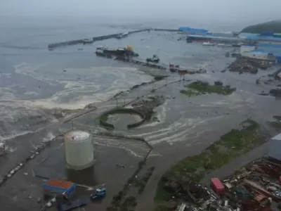 Zračni posnetek območja, ki ga je prizadel potres. Foto. Profimedia