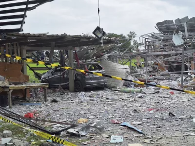 This photo released by Suphan Buri Provincial Public Relations Office, shows the damage by an explosion at a fireworks factory in Suphan Buri province, Thailand, Wednesday, July 30, 2025. (Provincial Public Relations Office Suphan Buri via AP)