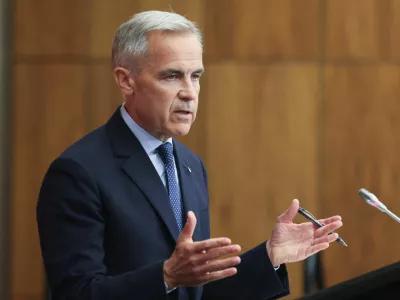 Canada's Prime Minister Mark Carney speaks at a press conference about recognizing Palestinian statehood, in Ottawa, Ontario, Canada, July 30, 2025. REUTERS/Patrick Doyle