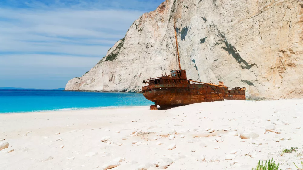 ﻿Navagio Shipwreak beach of Zakinthos island, Greece