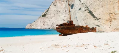﻿Navagio Shipwreak beach of Zakinthos island, Greece