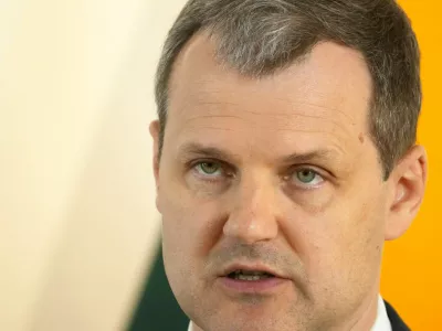 FILE PHOTO: Lithuanian Prime Minister Gintautas Paluckas speaks during press conference in Riga, Latvia May 30, 2025. REUTERS/Ints Kalnins/File Photo