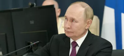 FILE PHOTO: Russian President Vladimir Putin takes part in a video link to observe major naval drills, which are conducted by the Russian Navy in the Pacific and Arctic oceans and in the Baltic and Caspian seas, during his visit to the Admiralty in Saint Petersburg, Russia, July 27, 2025. Sputnik/Alexei Danichev/Pool via REUTERS ATTENTION EDITORS - THIS IMAGE WAS PROVIDED BY A THIRD PARTY./File Photo