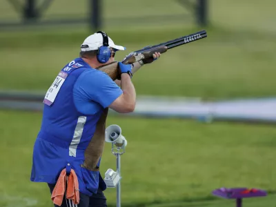 Velika Britanija, London. Poletne olimpijske igre 2012. Strelstvo, trap, moski, kvalifikacije. Slovenski strelec Bostjan Macek. Foto: Stanko Gruden/STA