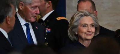 WASHINGTON, DC - JANUARY 20: Former President Bill Clinton and former Secretary of State Hillary Clinton arrive at the 60th inaugural ceremony where Donald Trump will be sworn in as the 47th president on January 20, 2025, in the US Capitol Rotunda in Washington, DC. Ricky Carioti/Pool via REUTERS