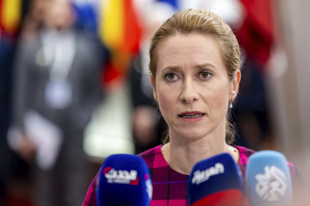 European Union foreign policy chief Kaja Kallas arrives for the EU-Southern Neighbourhood ministerial meeting at the EU Council building in Brussels, Monday, July 14, 2025. (AP Photo/Geert Vanden Wijngaert)