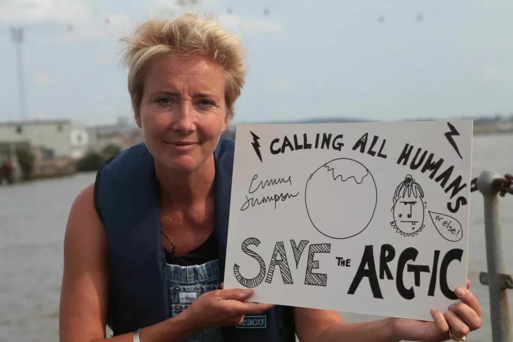 ﻿Actor Emma Thompson prepares for her voyage to the Arctic.
