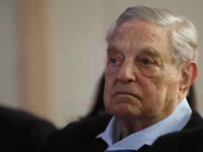 ﻿George Soros, Founder and Chairman of the Open Society Foundations listens to the conference after his speech entitled "How to save the European Union" as he attends the European Council On Foreign Relations Annual Council Meeting in Paris, Tuesday, May 29, 2018. (AP Photo/Francois Mori)
