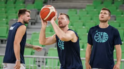 Ljubljana, dvorana Stozice.Trening slovenske kosarkarske reprezentance v dvorani Stozice.Kosarkar Zoran Dragic.
