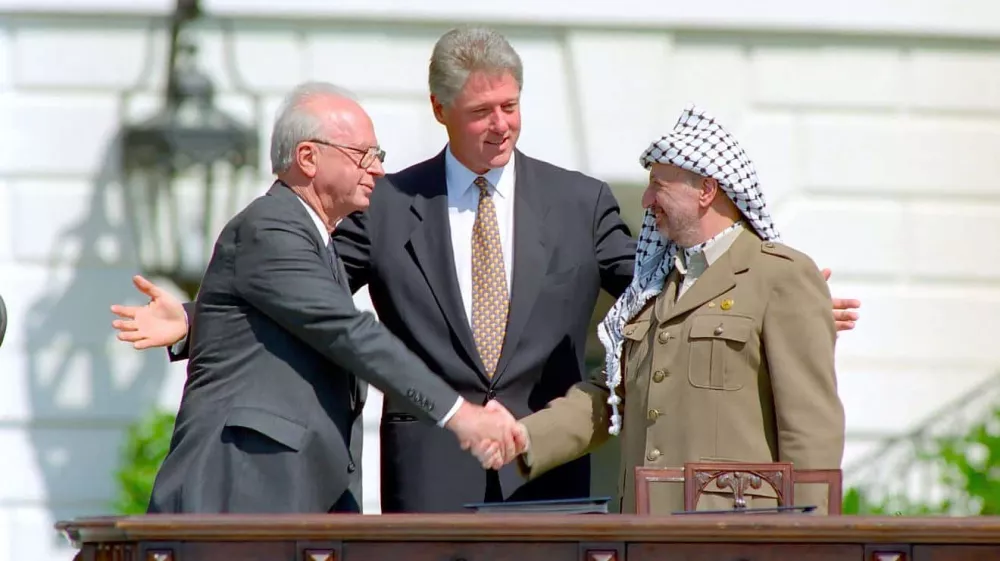 Bill Clinton, Yitzhak Rabin in Yasser Arafat