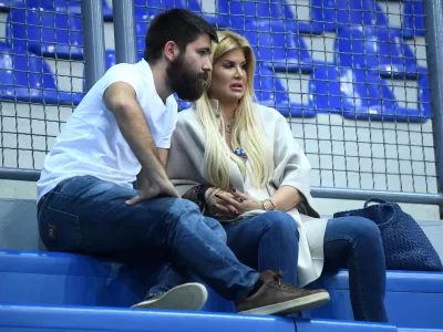 Emil Tedeschi in Nika Perenčević na košarkarski tekmi Cedevita Olimpija – FMP / Foto: Pixell