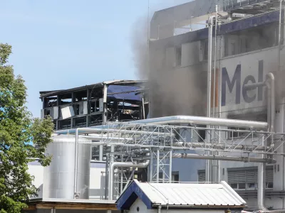 - 12.05.2022 – Kočevje – požar - eksplozija v kemični tovarni Melamin - razneslo kotel v proizvodnji - poškodovanih več kot dvajset oseb, dve osebi huje opečeni //FOTO: Bojan Velikonja