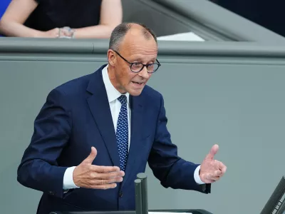 14 May 2025, Berlin: German Chancellor Friedrich Merz speaks during his government statement in the plenary session of the Bundestag. Photo: Kay Nietfeld/dpa