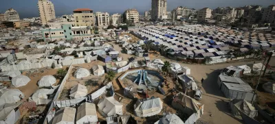 Palestinians displaced by the Israeli military offensive, shelter in tents, in Gaza City May 11, 2025. REUTERS/Dawoud Abu Alkas