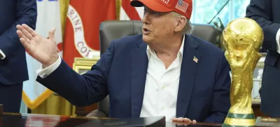 President Donald Trump speaks in the Oval Office of the White House, Friday, Aug. 22, 2025, in Washington. (AP Photo/Jacquelyn Martin)