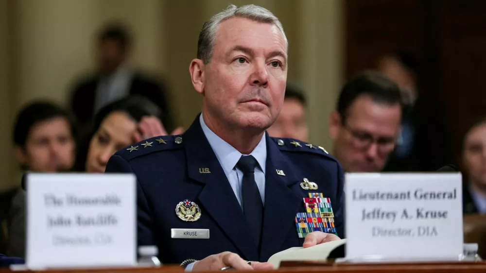 FILE PHOTO: U.S. Air Force Lt. General and Director of the Defense Intelligence Agency (DIA) Jeffrey Kruse attends a House Intelligence Committee hearing about worldwide threats, on Capitol Hill in Washington, D.C., U.S., March 26, 2025. REUTERS/Leah Millis/File Photo