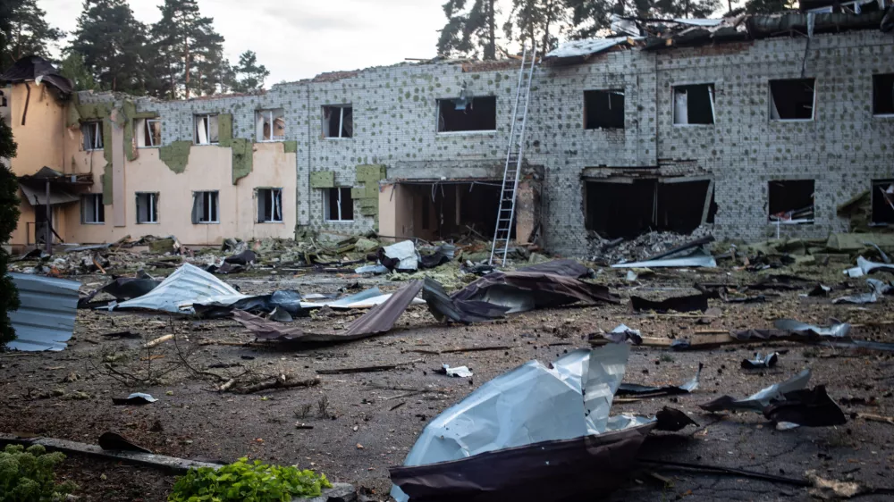 24 August 2025, Ukraine, Sumy: A view of on of the Sumy police academy buildings that has been destroyed by a Russian drone attack. Photo: Francisco Richart/ZUMA Press Wire/dpa