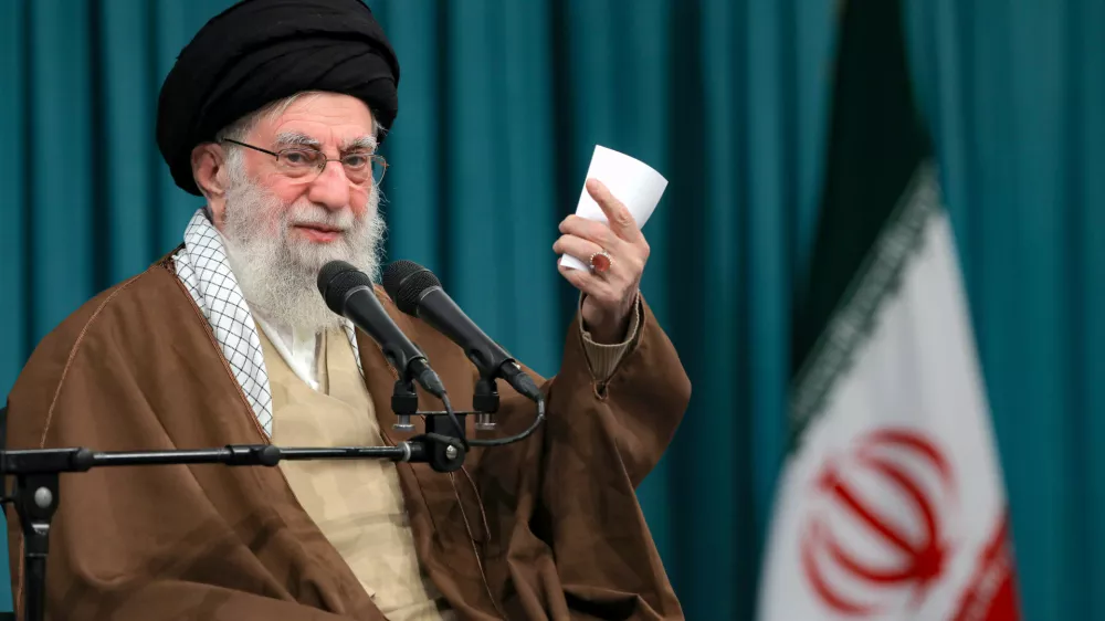 FILED - 01 January 2025, Iran, Tehran: Iranian Supreme Leader Ayatollah Ali Khamenei speaks during a ceremony in Tehran. Photo: -/Iranian Supreme Leader's Office/dpa - ATTENTION: editorial use only and only if the credit mentioned above is referenced in full