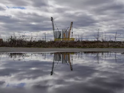 FILE - Wind turbine components sit at New London State Pier, April 16, 2025, in New London, Conn. (AP Photo/Julia Demaree Nikhinson, File)