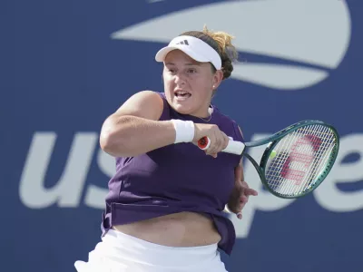 FILE - JeÄźena Ostapenko of Latvia during the first round of the U.S. Open tennis tournament, Aug. 24, 2025, in New York. (AP Photo/Vera Nieuwenhuis, File)