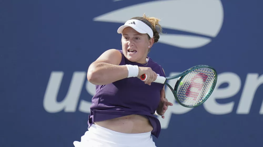 FILE - JeÄźena Ostapenko of Latvia during the first round of the U.S. Open tennis tournament, Aug. 24, 2025, in New York. (AP Photo/Vera Nieuwenhuis, File)