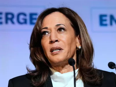 FILE - Former Vice President Kamala Harris delivers the keynote speech at the Emerge 20th Anniversary Gala in San Francisco, April 30, 2025. (AP Photo/Godofredo A. Vásquez, File)
