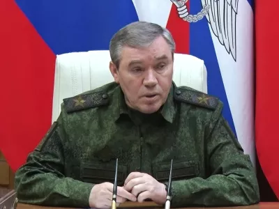 In this photo, taken from video distributed by Russian Defense Ministry Press Service on Saturday, Aug. 30, 2025, Russian Chief of General Staff Gen. Valery Gerasimov speaks during a meeting with high rang officers in the area of the special military operation. (Russian Defense Ministry Press Service via AP)