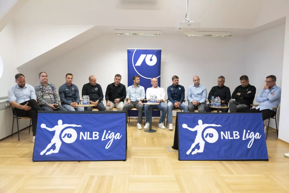 02.09. 2025 - Novinarska konferenca trenerjev pred začetkom 1. lige NLB v rokometu. Foto: Nik Erik Neubauer 